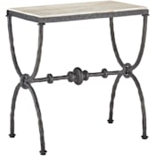Currey and Company Agora 23" Wide Travertine and Wrought Iron Table Natural / Rustic Bronze