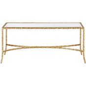 Currey and Company Gilt Twist 44"W Rectangular Table from the Currey In A Hurry Collection Gilt Bronze