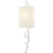 Currey and Company Baneberry 31" Tall LED Wall Sconce with Fabric Shade Gesso White