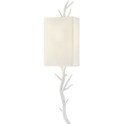 Currey and Company Baneberry 31" Tall LED Wall Sconce with Fabric Shade Gesso White