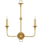 Currey and Company Nottaway 2 Light 24" Tall Wall Sconce Contemporary Gold Leaf