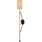 Currey and Company 40" Tall Wall Sconce Natural / Satin Black