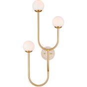 Currey and Company Highsmith 3 Light 36" Tall Wall Sconce with Frosted Glass Shades - Left Brass / Natural / White