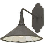 Currey and Company Manuscript 17" Tall Wall Sconce Mole Black / Antique Mirror