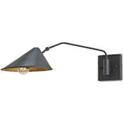 Currey and Company Serpa 1 Light Wall Sconce French Black / Gold Leaf