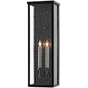 Currey and Company Tanzy 2 Light 24" Tall Outdoor Wall Sconce with Glass Shade Midnight