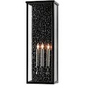 Currey and Company Tanzy 3 Light 28" Tall Outdoor Wall Sconce with Glass Shade Midnight