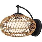 Currey and Company Carriage 12" Tall Wall Sconce Natural / Black / Frosted White