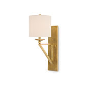 Currey and Company 17" Tall LED Wall Sconce Vintage Brass / Light Beige