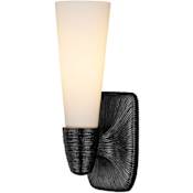 Currey and Company Bonaz 14" Tall Wall Sconce Opaque White / Oil Rubbed Bronze