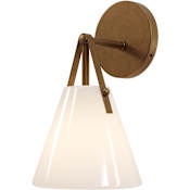Currey and Company Bronwen 12" Tall Wall Sconce Opaque White / Antique Brass