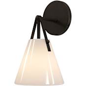 Currey and Company Bronwen 12" Tall Wall Sconce Opaque White / Oil Rubbed Bronze