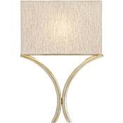 Currey and Company Cornwall 18" Tall Wall Sconce with Natural Linen Shade - ADA Compliant Silver Leaf