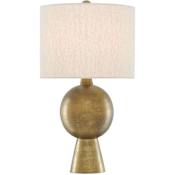 Currey and Company Rami 27" Tall Table Lamp with Fabric Shade Antique Brass