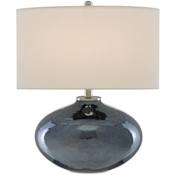 Currey and Company Lucent 22" Tall Table Lamp with Fabric Shade Blue Plated / Polished Nickel