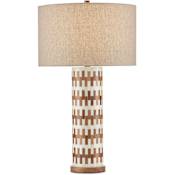 Currey and Company Tia 31" Tall Buffet Table Lamp White / Natural / Antique Brass