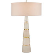 Currey and Company Eleanora 2 Light 34" Tall Buffet Table Lamp with Linen Shade Natural / Natural Brass