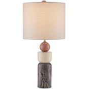 Currey and Company Moreno 25" Tall Buffet Table Lamp with Poplin Shade Natural