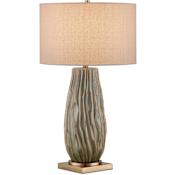 Currey and Company Water-borne 31" Tall Vase Table Lamp Forest Reactive / Antique Brass