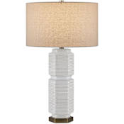Currey and Company Glebe 29" Tall Buffet Table Lamp White / Beige / Light Blue / Antique Brass