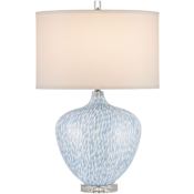 Currey and Company Tinney 27" Tall Buffet Table Lamp Blue / Clear