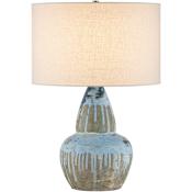 Currey and Company Catania 30" Tall Vase Table Lamp Antique Blue Drip