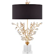 Currey and Company Forget-Me-Not 2 Light 32" Tall Accent, Buffet Table Lamp Chinois Gold Leaf / Clear