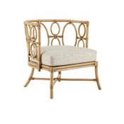 Currey and Company Tegal 28" Wide Rattan and Wood Chair with Fabric Seat Natural / Finn Natural
