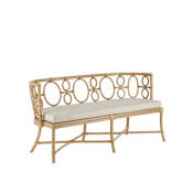 Currey and Company Tegal 60" Wide Rattan with Leather Tied Frame Polyester Bench Natural / Finn Natural