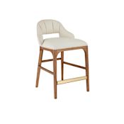 Currey and Company Inga 20" Wide White Oak Framed Fabric Counter Stool Morel Brown / Brushed Brass / Endurance Sand
