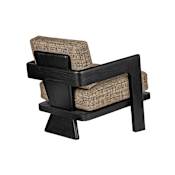 Currey and Company 29" Wide Wood Framed Chair with Fabric Seat Caviar Black / Rig Otter