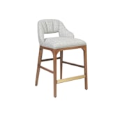 Currey and Company Inga 20" Wide Oak Framed Fabric Counter Stool Morel Brown / Brushed Brass / Greenlight Powder