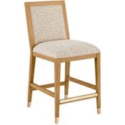 Currey and Company Santos 18" Wide Mahogany Framed Counter Stool Sea Sand / Satin Brass