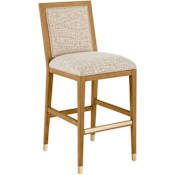 Currey and Company Santos 19" Wide Mahogany Framed Bar Stool Sea Sand / Satin Brass