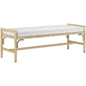 Currey and Company Olisa 54" Wide Wrought Iron Framed Bench Natural