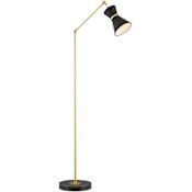 Currey and Company Avignon 62" Tall Swing Arm Floor Lamp with Woven Paper Shade Polished Brass / Oil Rubbed Bronze / Black