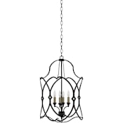 Currey and Company Charisma 16" Wide 4 Light Wrought Iron Cage Chandelier French Black
