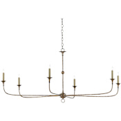Currey and Company Nottaway 6 Light 61" Wide Single Tier Candle Style Chandelier Pyrite Bronze