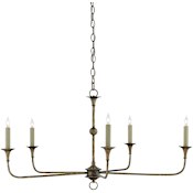 Currey and Company 5 Light 36" Wide Wrought Iron Candle Style Chandelier Pyrite Bronze