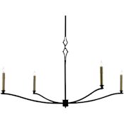 Currey and Company Knole 4 Light 49" Wide Wrought Iron Chandelier French Black