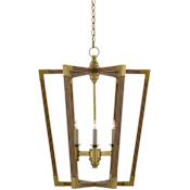 Currey and Company Bastian 3 Light 23-1/2" Wide Cage Chandelier Chestnut / Brass