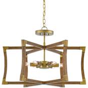 Currey and Company Bastian 6 Light 27" Wide Cage Chandelier Chestnut / Brass
