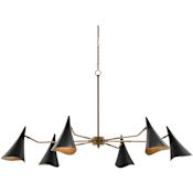 Currey and Company Library 6 Light 62" Wide Chandelier Oil Rubbed Bronze / Antique Brass