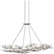 Currey and Company Rainforest 14 Light 74" Wide Chandelier Silver Leaf