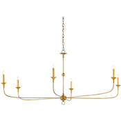Currey and Company Nottaway 6 Light 61" Wide Wrought Iron Chandelier Gold Leaf