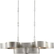 Currey and Company Grand Lotus 6 Light 51" Wide Wrought Iron Chandelier Silver Leaf