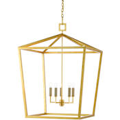 Currey and Company Denison 5 Light 32" Wide Wrought Iron Chandelier Gold Leaf