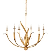 Currey and Company Menefee 6 Light 32" Wide Wrought Iron Chandelier Antique Gold Leaf