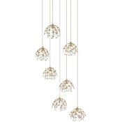 Currey and Company Crystal Bud 7 Light 13" Wide Crystal Multi Light Pendant Painted Silver / Contemporary Silver Leaf