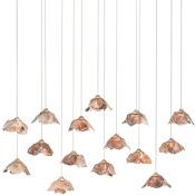 Currey and Company Catrice 15 Light 50" Wide Linear Pendant Painted Silver / Silver Leaf / Natural Shell